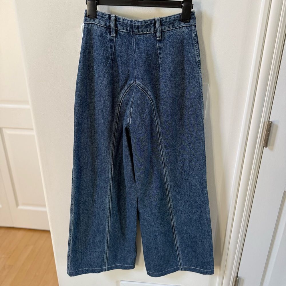 Self-Portrait Wide-Leg Stitched High-Rise Denim Jeans 26 - Picture 7 of 16